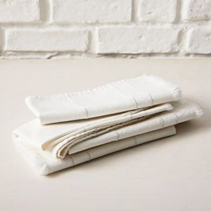 Minimalist Stripe Frayed Edge Table Napkins, Stone